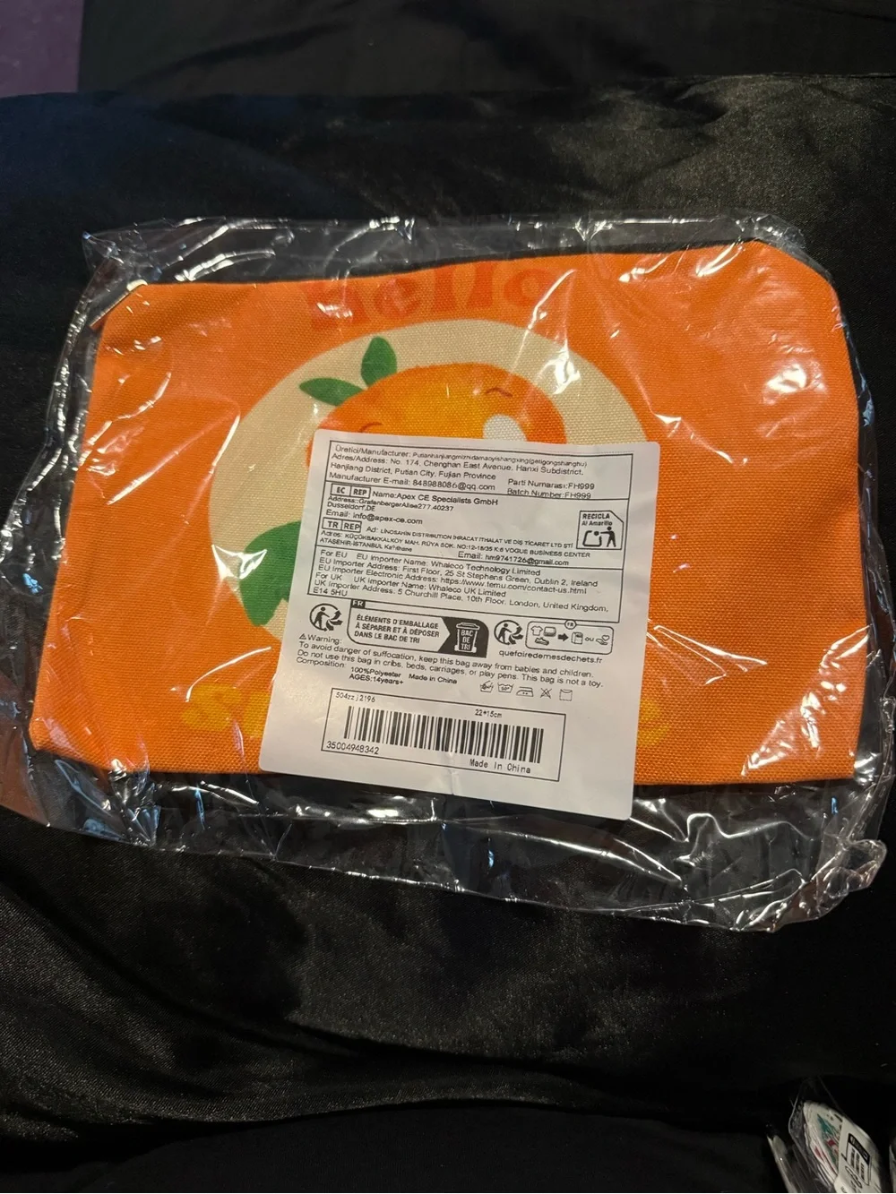 Orange Bird Makeup Bag